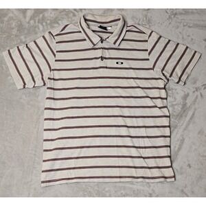 Oakley Shirt Men's XL Gray Golf Polo Striped‎ Preppy Tenniscore Sport Luxe